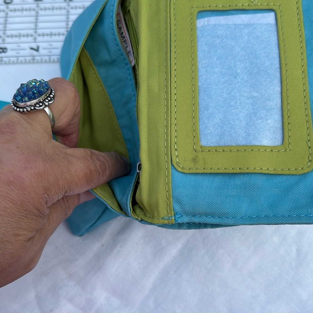 Baggallini Blue Crossbody Bag with Flap Closure and Metallic Detail - Picture 9 of 10